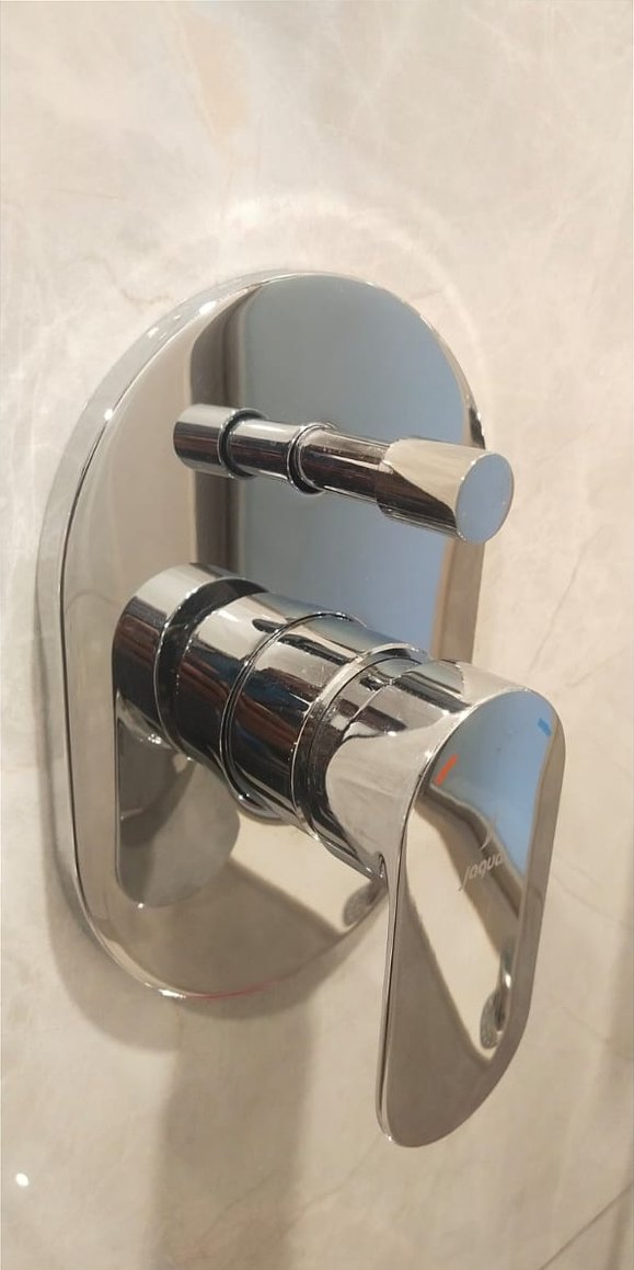 Chrome mixer, limescale removed — after cleaning by Filth Fighters
