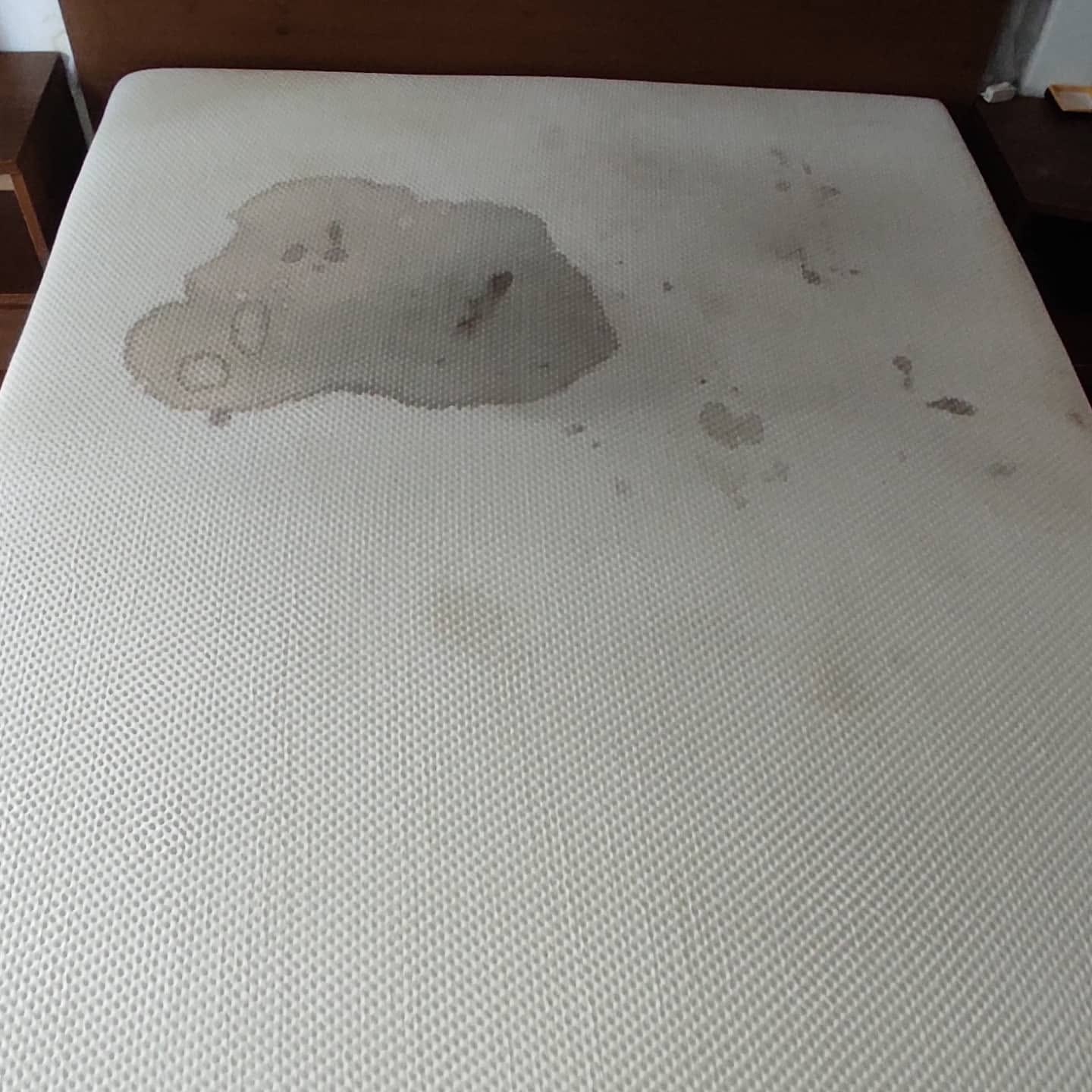 Spill staining lifted — before cleaning